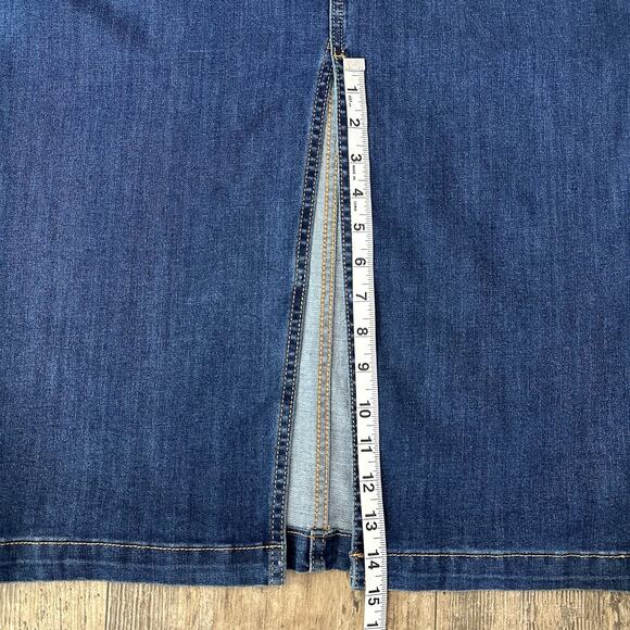 Bagatelle Womens Size 12 Blue Jean Denim Maxi Long Skirt High Front Split 33x35 - Picture 6 of 9